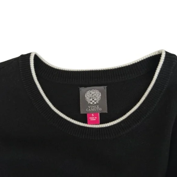 Vince Camuto Women S Black & White Sleeved Ruffled Fit & Flare Midi Knit Dress - Picture 6 of 13